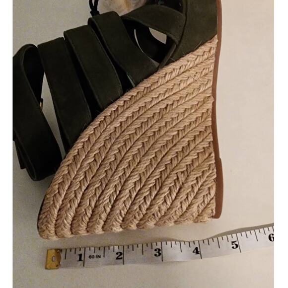 Tory Burch Bailey Suede Espadrille Platform Sandal Olive Green Size 7.5 - Picture 5 of 11